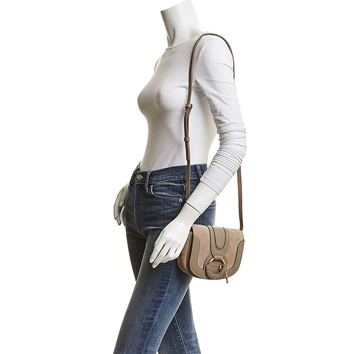 See by Chloe Women Hana Mini Saddle Leather Bag Motty Grey See by Chloe Women Hana Mini Saddle Leather Bag Motty Grey