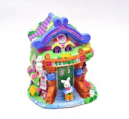 2002 Hoppy Hollow Easter Village SCHOOL House Ceramic Lighted Figurine - Picture 7 of 9
