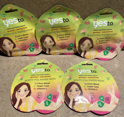 Yes To Booty-Ful Glowing + Retexturizing Paper Mask Lot of 5