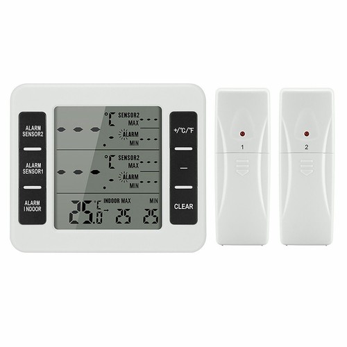 Wireless Fridge Thermometer Digital Freezer Alarm Home Gauge Monitor 2 Sensors - Picture 9 of 10