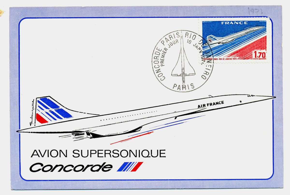 1976 Air FRANCE Airlines CONCORDE LOGO Stamp Postcard | eBay UK