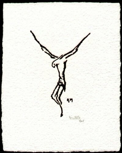 Estampe Gravure Sur Bois 'Liturgie Marée Basse' Herbert Lespinasse - XXe Siècle - Occasion