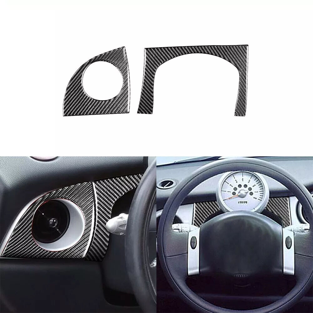 2Pcs Main Driver Dashboard Real Carbon Fiber Decal For Mini Cooper R50 R53 02-04