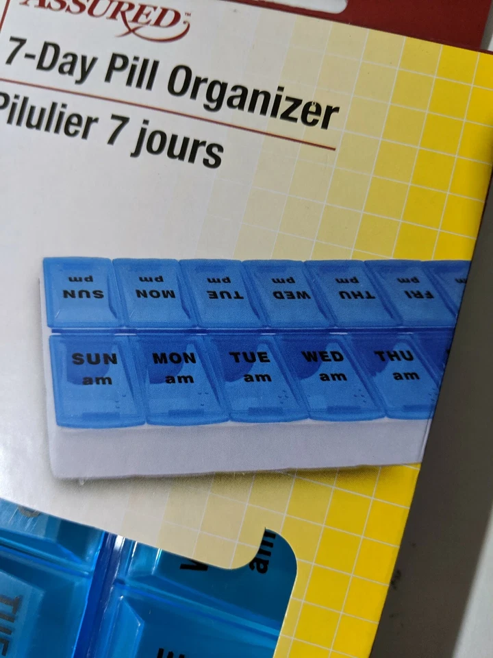 Синий органайзер для таблеток Assured 7 дней ам/мин еженедельный футляр для лекарств - Изображение 3 из 4