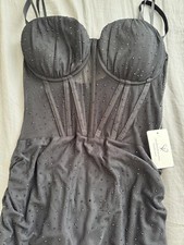 Andi Heat Stone Black Corset Dress   SIZE LARGE   NEW W TAGS   WINDSOR