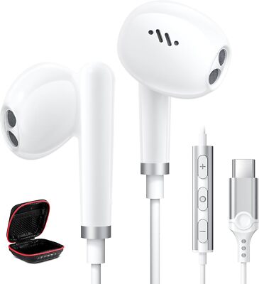 Jiunai USB C Earbuds for iPhone 15 Pro, in-Ear Type C Headphone Stereo Remote Co
