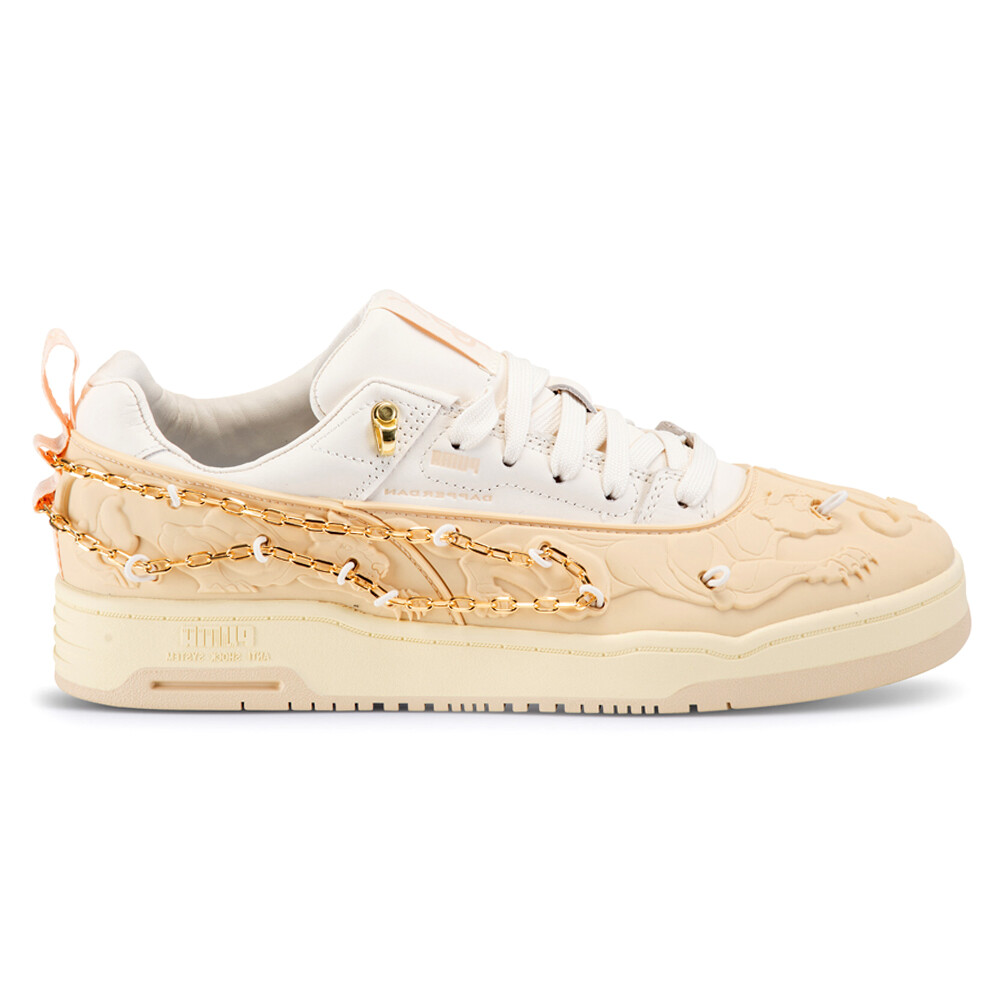 Мужские бежево-белые кроссовки Puma Slipstream Lo Post Game на шнуровке с рельефным рисунком после игры