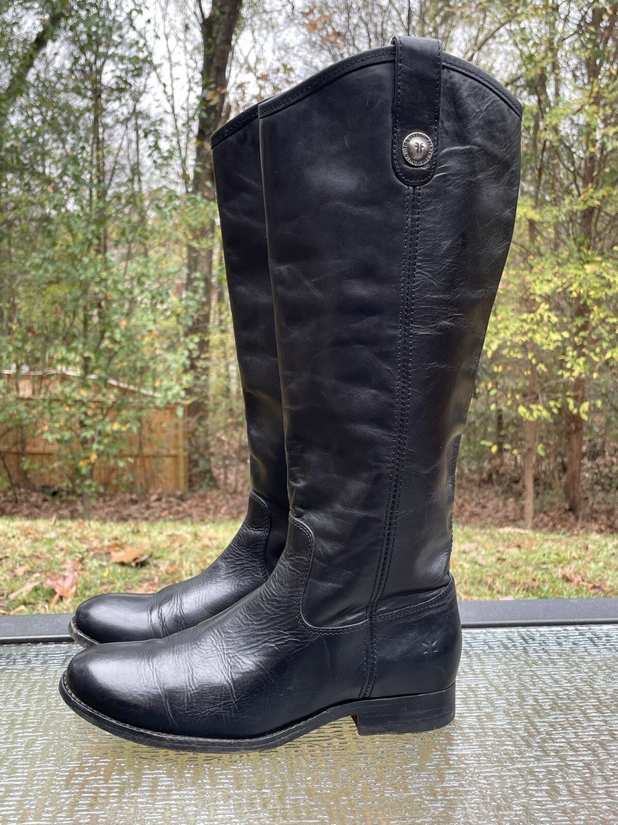 FRYE Melissa Button Tall Women's Size 6 B Black Leather Riding