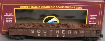 PRO WEATHERED MTH PREMIER SOUTHERN GONDOLA CAR W/ JUNK SCRAP LOAD! O SCALE