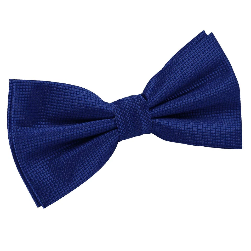 Royal Blue Mens Bow Tie Woven Plain Solid Check Formal Pre-Tied Bowtie by DQT