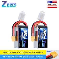 2x Zeee 11.1V 120C 3S LiPo Battery 1500mAh XT60 for RC FPV Drone Quad Helicopter