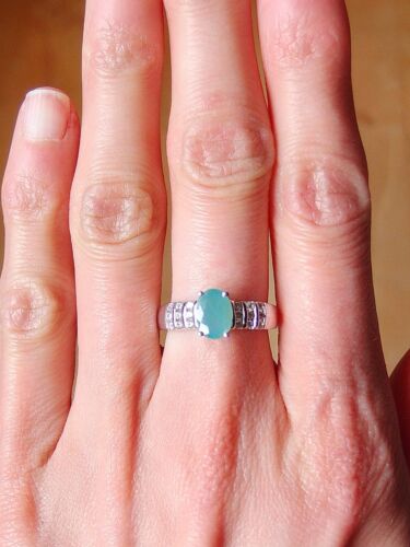 Natural Grandidierite & Natural Zircon Solitaire 925 Sterling Silver Ring Size M - Picture 5 of 5