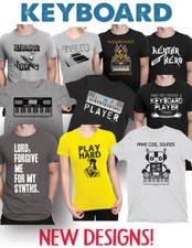Unisex KEYBOARD Quality T-Shirts Music 80s Synthesizer Pianist Piano Novelty Top