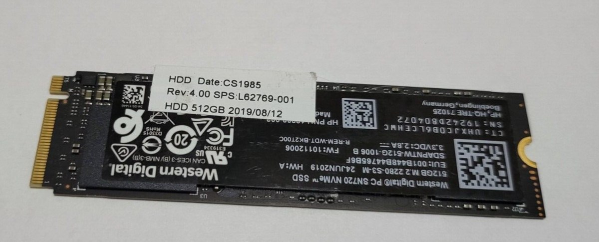 W es te m D i gita PC SN720 NVMe SSD WD PC SN720 SSD 512GB M.2 2280 PCI-E 3.0 L62769-001 - SDAPNTW-512G