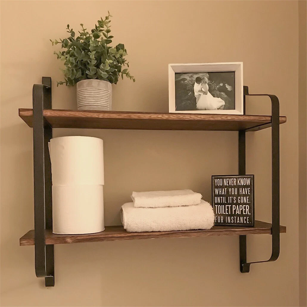  2-Tier Metal Industrial 23.6 Bathroom Shelves Wall