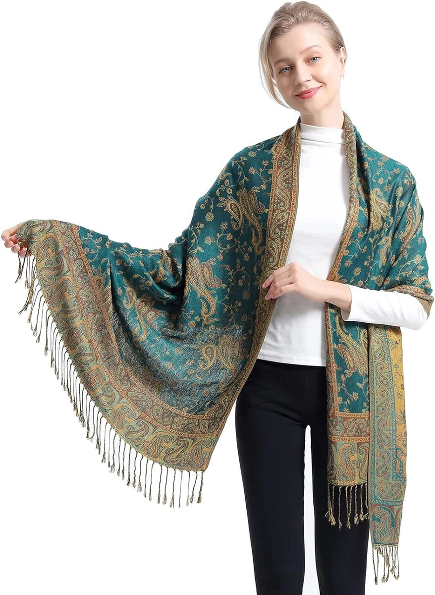 Ciormis Two Tone Paisley Pashmina Shawl Wrap Scarf Women s Soft Rave Pashminas J
