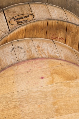 Wine Barrel Head with Cooperage Stamp, Raw, Used in Production for 3-5 years