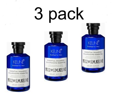 3x MEN'S SHAMPOO FOR HAIR AND BODY 1922 BY J. M. KEUNE ESSENTIAL 250ML/ 8.45 oz.
