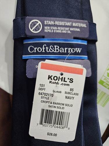 Croft & Barrow Men's Silk Tie NWT Navy F56 - Picture 6 of 6