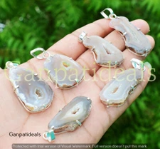 Quartz Druzy Gemstone Ethnic Handmade 5pcs Fahion Pendant Lot PLB-826