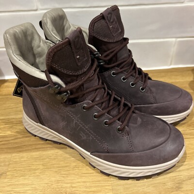 Ecco Exostrike Goretex Stiefel burgunderrot Reißverschluss/Schnürung Wandern neu mit Etikett Größe 5 UK
