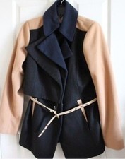 New Gb Gianni Bini Juniors Belted Wool Blend Multi Color Coat Jacket Size L