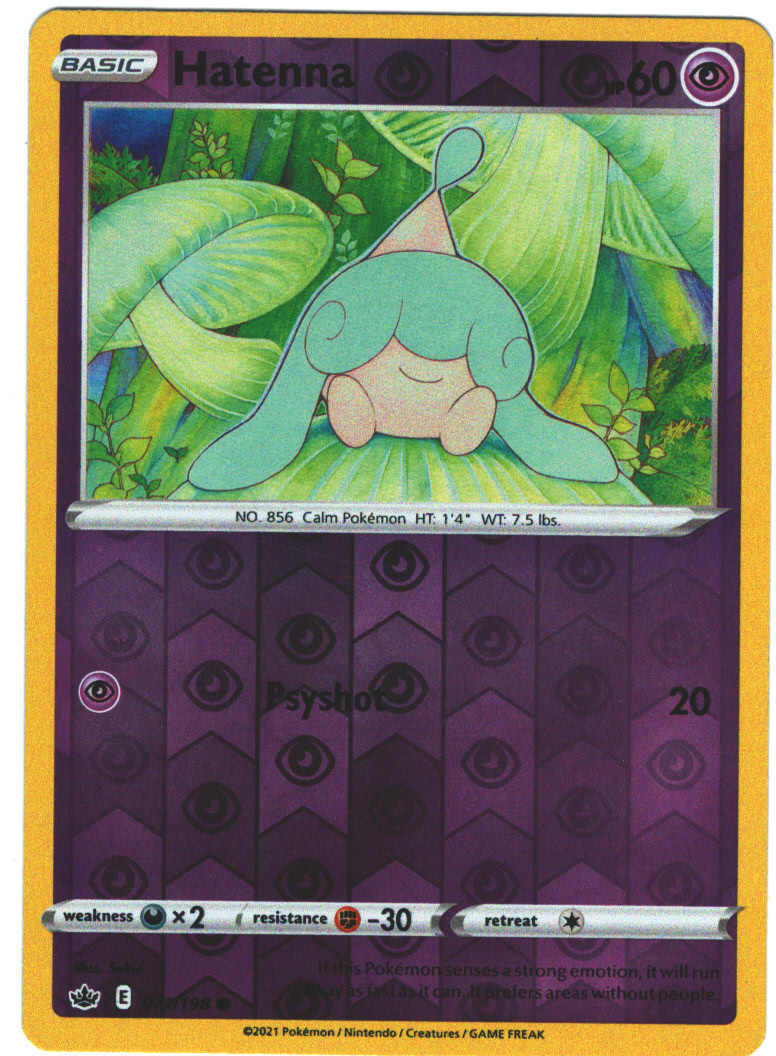 Hatenna 71/198 Chilling Reign Reverse Holo Common Pokemon Card TCG  071/198