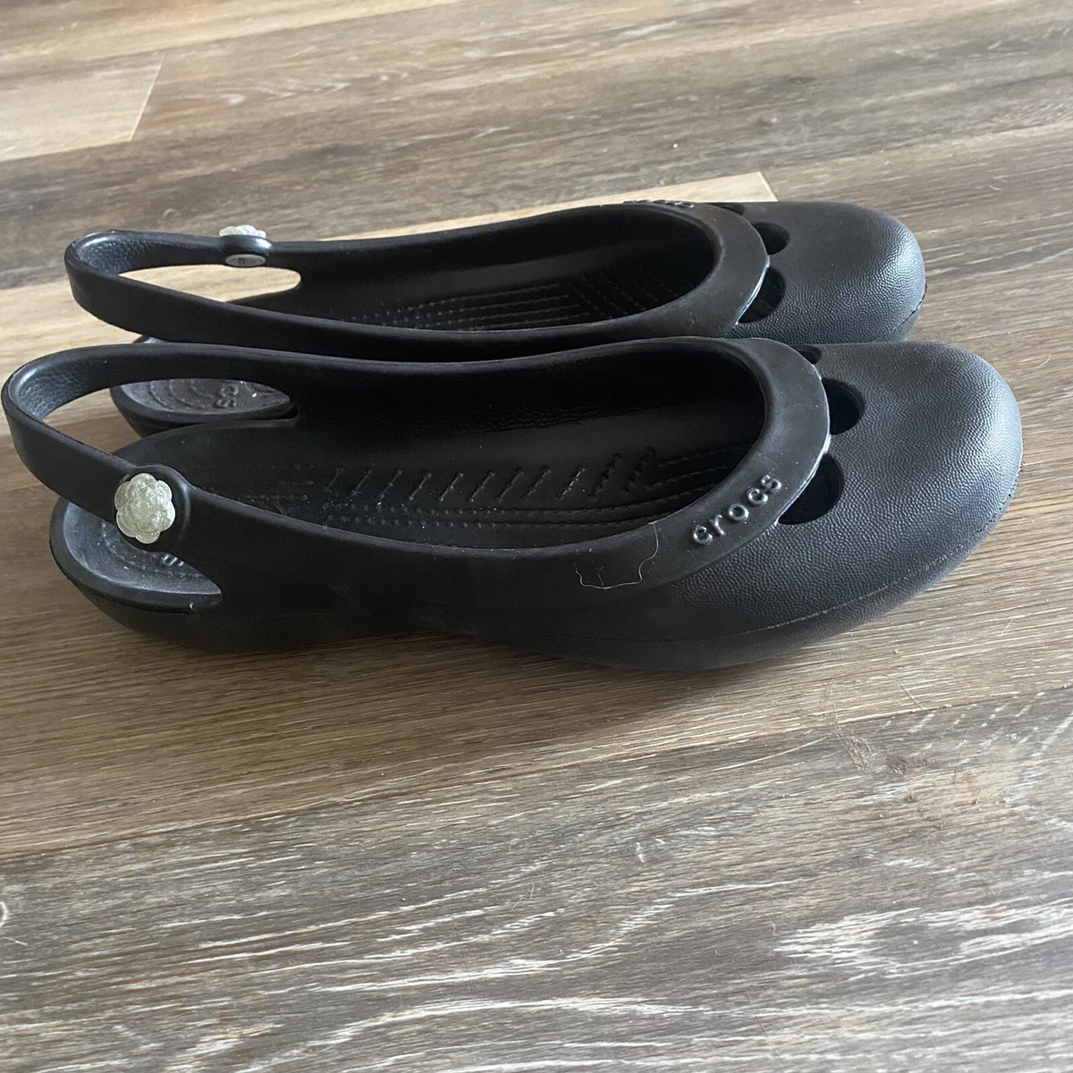 Crocs Jayna Black Casual Walking Flip Flop Slip On Slingback Flats