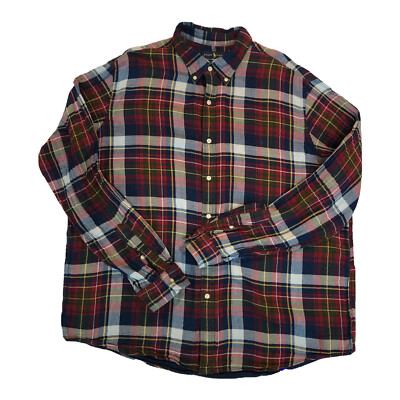 Ralph Lauren Double Faced Tartan Plaid Shirt Size XXL Mens Indigo Cotton Preppy