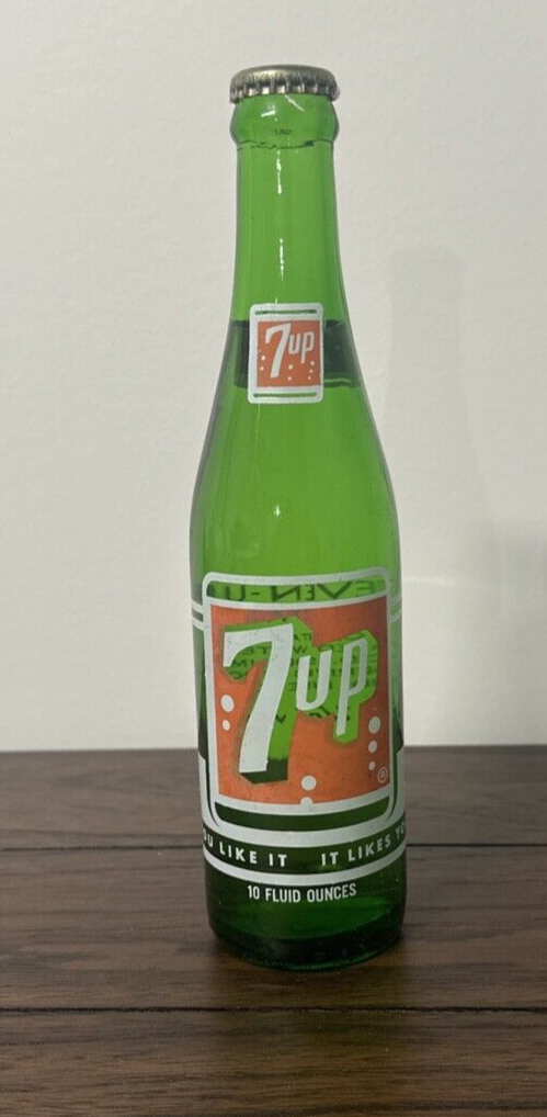 Full 10 Oz. 7 Up Soda Bottle sealed man cave decor | eBay
