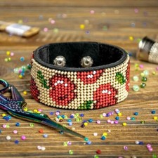 DIY Bead embroidery kit on artificial leather Bracelet