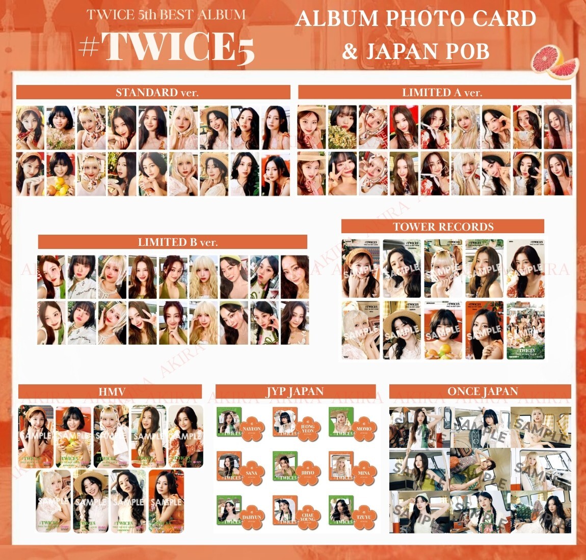 TWICE タレントカードセット 5th BEST ALBUM PSL TWICE 5th BEST ALBUM #TWICE5 ALBUM PHOTO CARD JAPAN POB