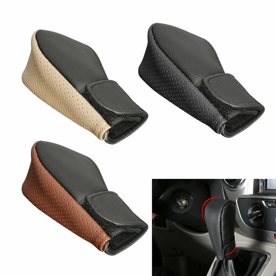 Protetor antiderrapante de freio de mão universal couro ecológico capa botão de mudança de engrenagem de carro - Imagem 3 de 4