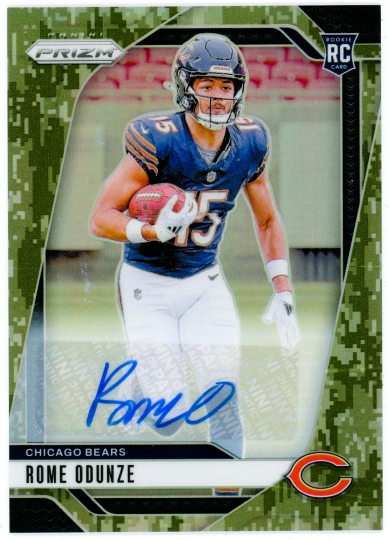 Rome Odunze 2024 Panini Prizm Camo Refractor Rookie Card RC Auto 11/25 Bears 385