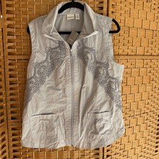 Chico's Zenergy Addie Lace Novelty Vest Gray Women's Size 2 NEW