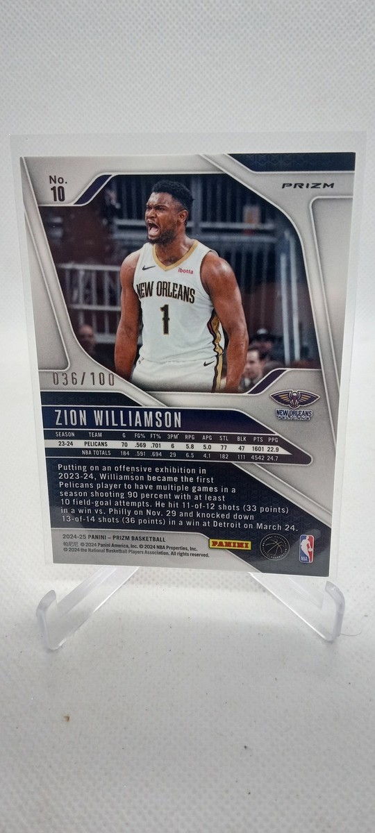 2024-25 Panini Prizm #10 Zion Williamson Prizms Fast Break