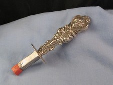 KISSING ANGEL ANTIQUE STERLING SILVER LETTER WRITING SEALING WAX HOLDER SEAL