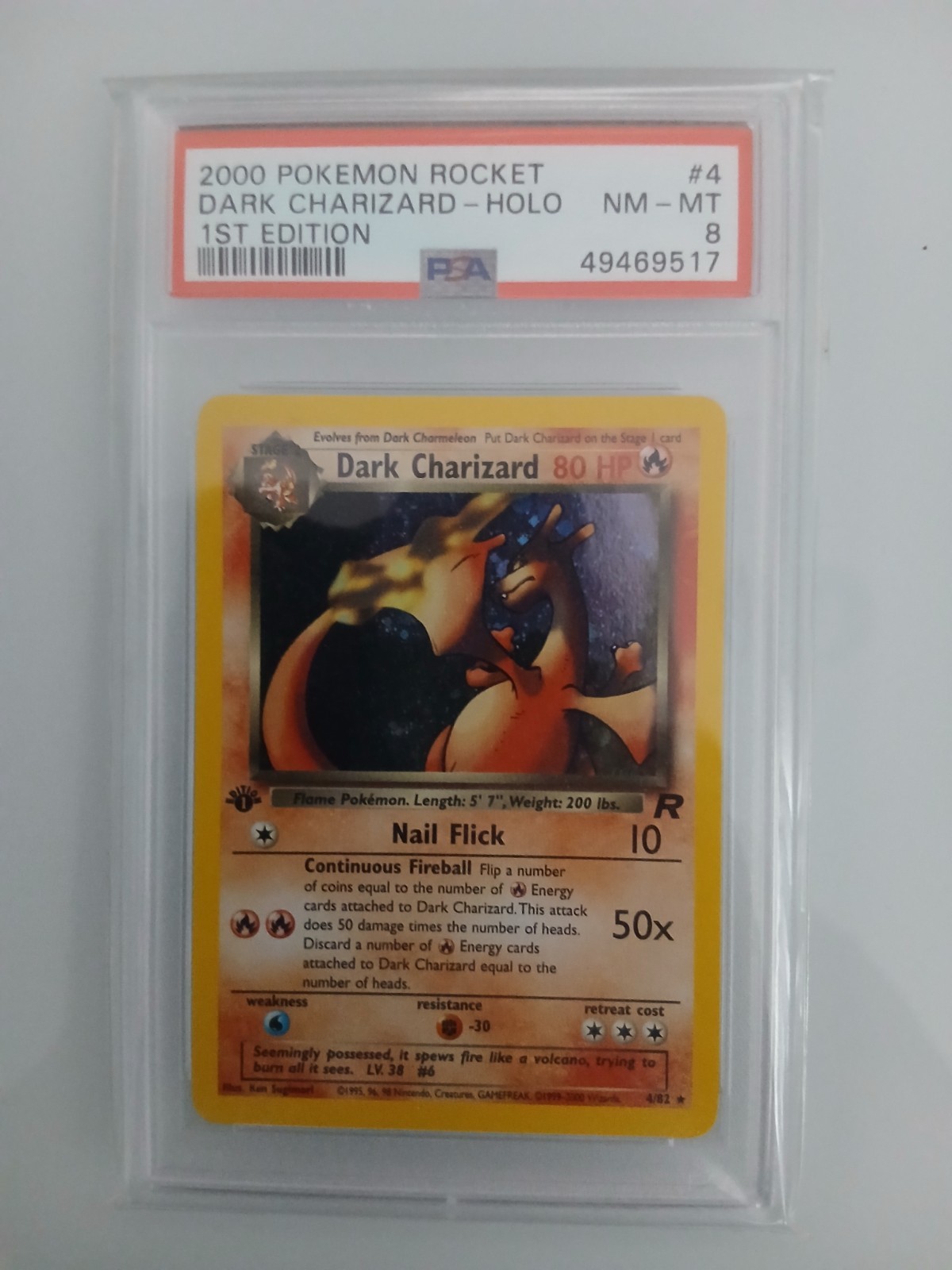 2000 rocket dark charizard holo. 4/82 1st ed psa8. Near mint. Kept in showcase