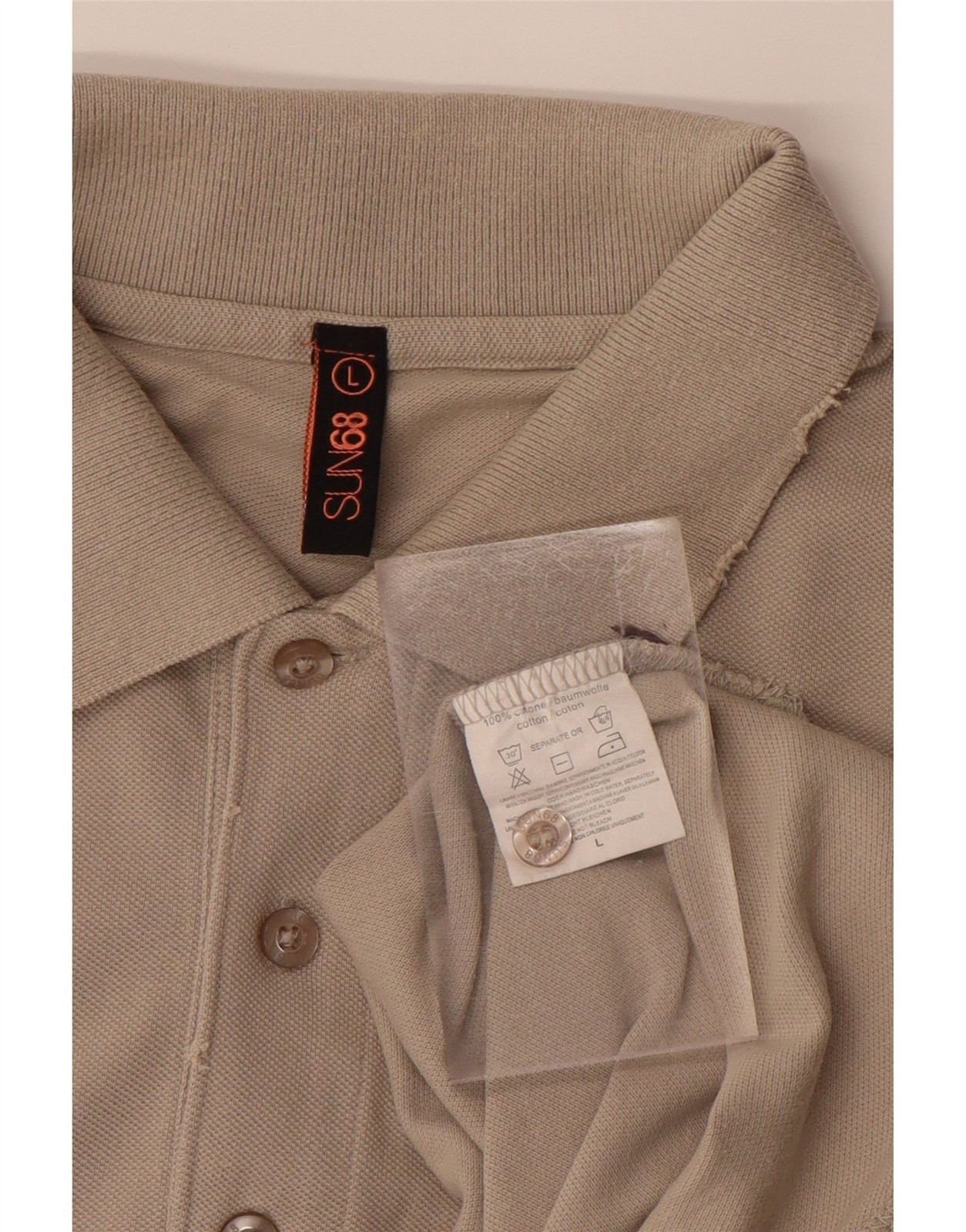 SUN68 Mens Polo Shirt Large Grey Cotton AF14 image 5