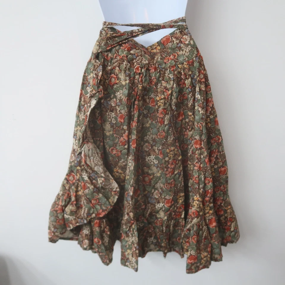 Falda midi envolvente floral vintage pequeña mediana cabaña otoño boho volantes caprichosa Foto 3 de 4
