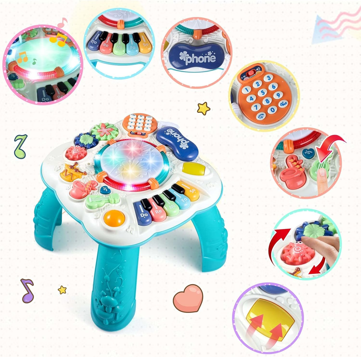 Baby & Toddler Toys, Baby Activity Center 6 to 12-18 Month Old, Learning Musical