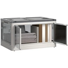 HOMCOM Stackable Storage Bins with Lids, Wheels, Collapsible Storage Box