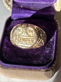 Vintage 10K Yellow Gold Kemper Military School Class Ring 1926 Eagle Emblem 9