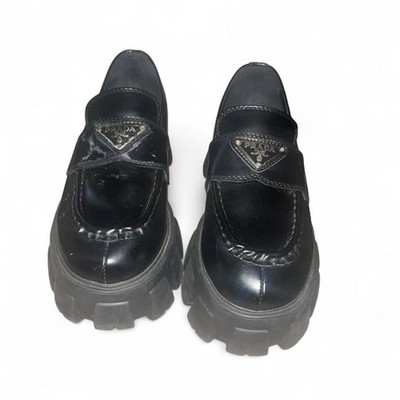 Prada Loafers Monolith Black Leather 36