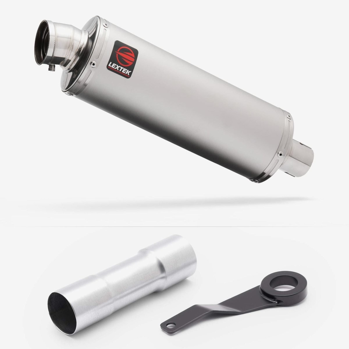 Lextek Stainless Steel OP1 Matt 350mm Exhaust with Link Pipe Clamp-on Silencer