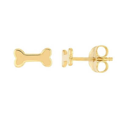 Hundeknochen Ohrstecker echt 14K Gelbgold