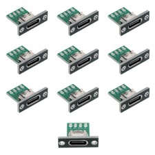 10 Pcs USB C Panel Mount Connector DIY Type C Female Socket Connector Panel Moun