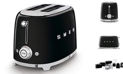 SMEG Toaster with 6 Presets and Defrost Function and Removable 2 Slice Black