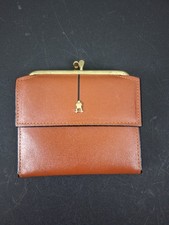 VTG Rolfs Womens Brown Leather Trifold Wallet Coin Purse Split Cowhide Liss Lock