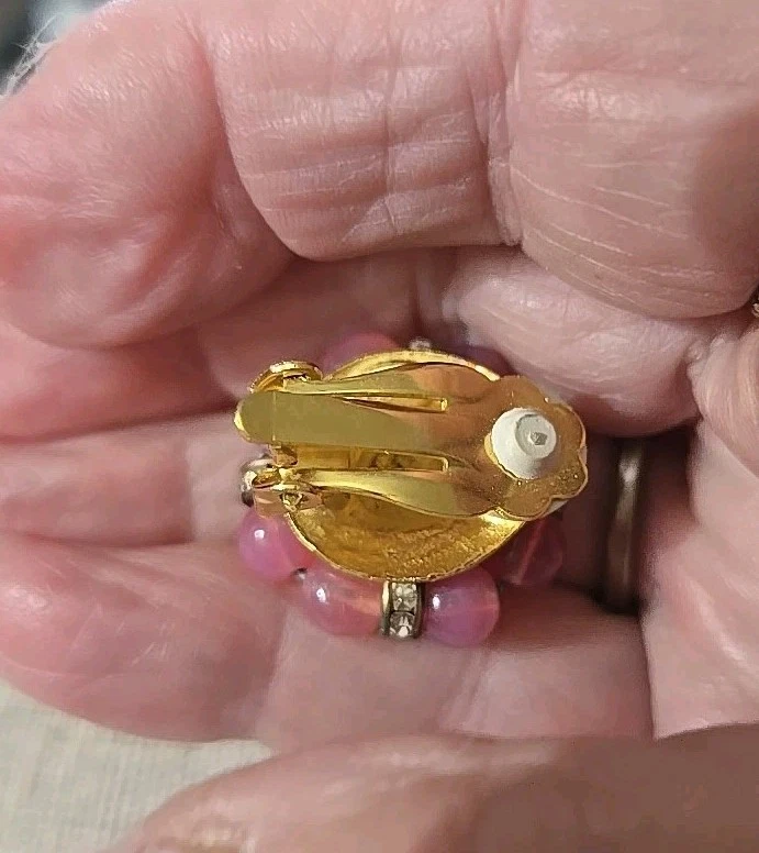 Gerald Vosca Pastel Pink , Pearl & Rhinestone Clip-on Earrings 1970-80'S - Image 4 of 4